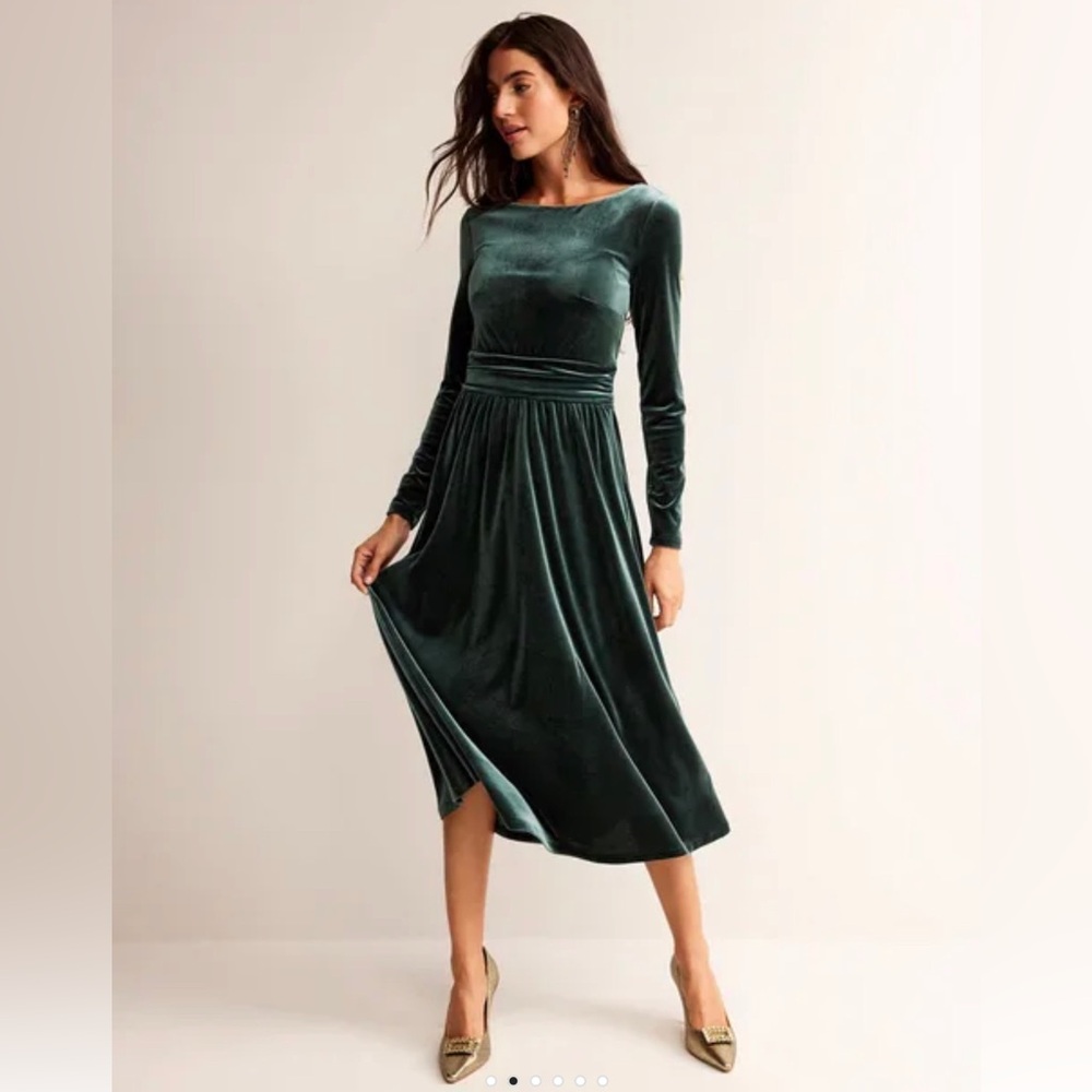 Boden Green Velvet Lois Dress 6